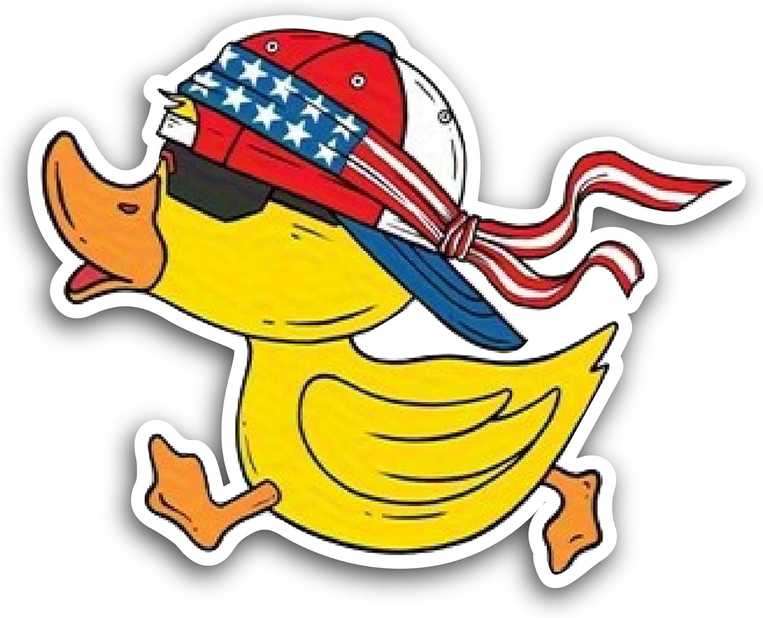 2 (Pieces) 3" and 5" Cartoon Duck with Flag Sticker, Waterproof Vinyl Decals for Many Purpose Like Cars, Trucks, Laptops, Phones, Windows and More