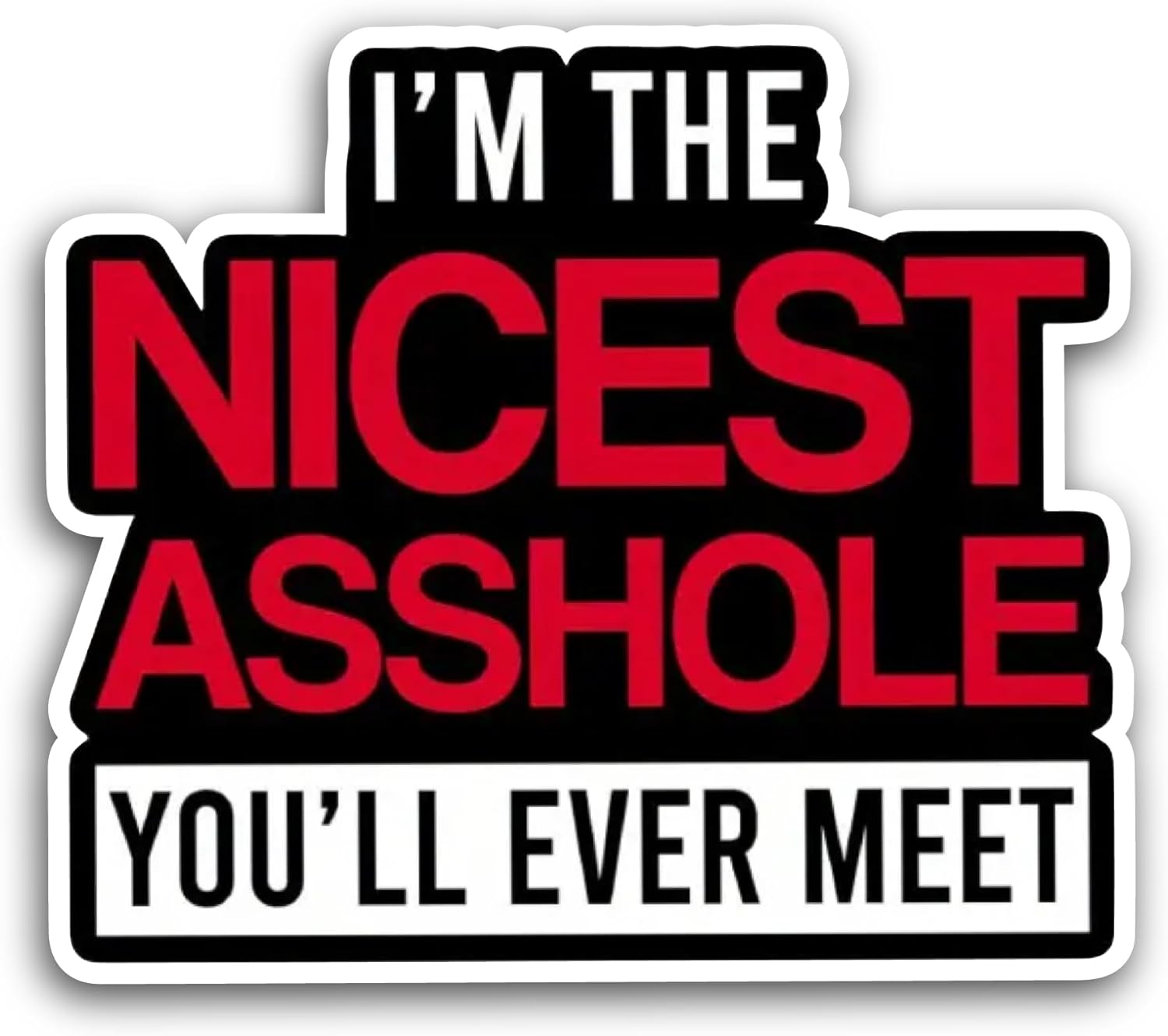 2 (Pieces) 3" and 5" I'am The Nicest Sticker, Waterproof Vinyl Decals for Many Purpose Like Cars, Trucks, Laptops, Phones, Windows and More