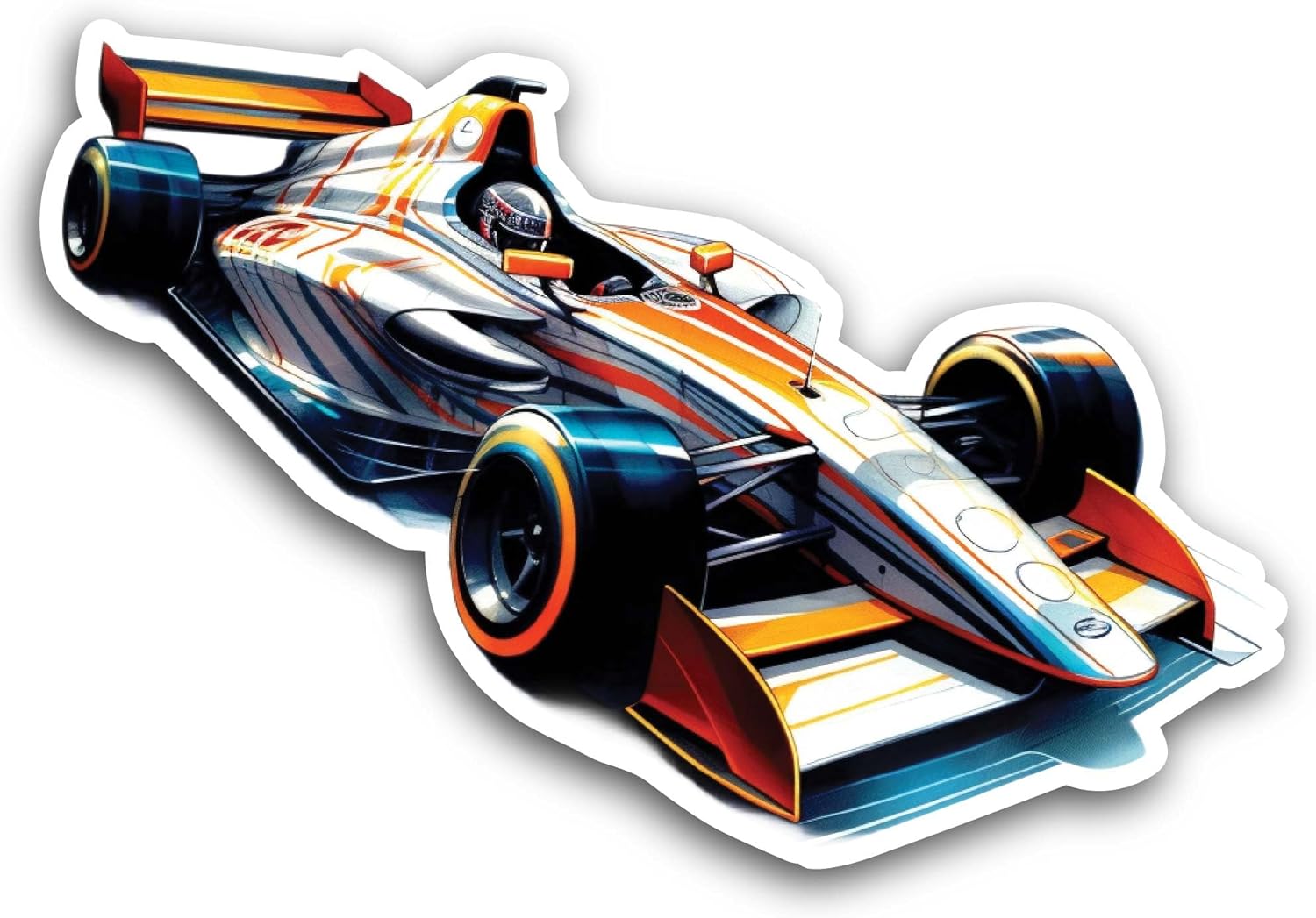 2 (Pieces) 3" and 5" Beautiful Racing Car Sticker, Waterproof Vinyl Decals for Many Purpose Like Cars, Trucks, Laptops, Phones, Windows and More