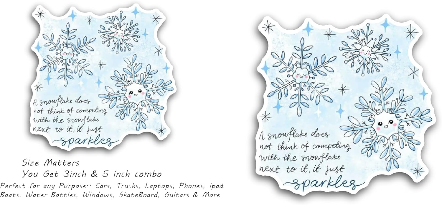 2 (Pieces) 3" and 5" Snowflakes Sticker, Waterproof Vinyl Decals for Many Purpose Like Cars, Trucks, Laptops, Phones, Windows and More (Copy)