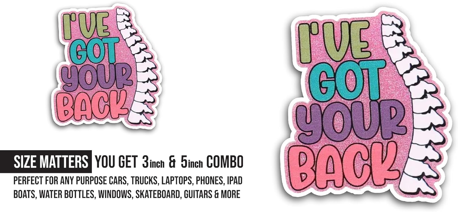 2 (Pieces) 3" and 5" I've Got Your Back Sticker, Waterproof Vinyl Decals for Many Purpose Like Cars, Trucks, Laptops, Phones, Windows and More