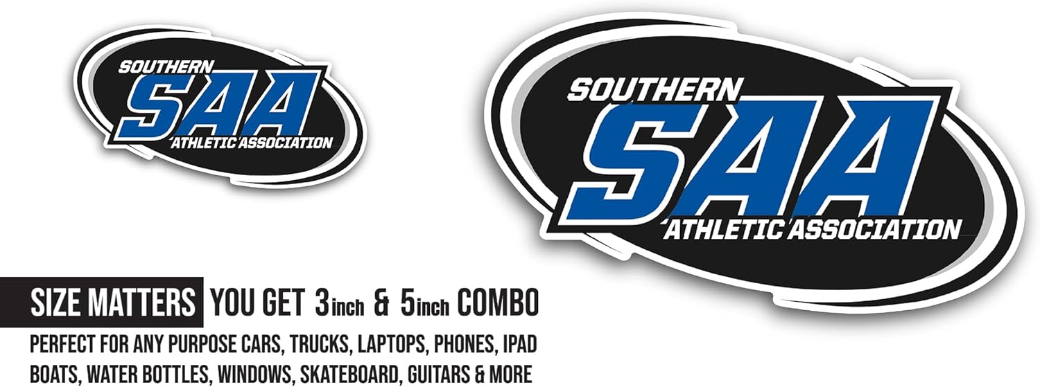 2 (Pieces) 3" and 5" S0uthern Athletic Association Sticker, Waterproof Vinyl Decals for Many Purpose Like Cars, Trucks, Laptops, Phones, Windows and More