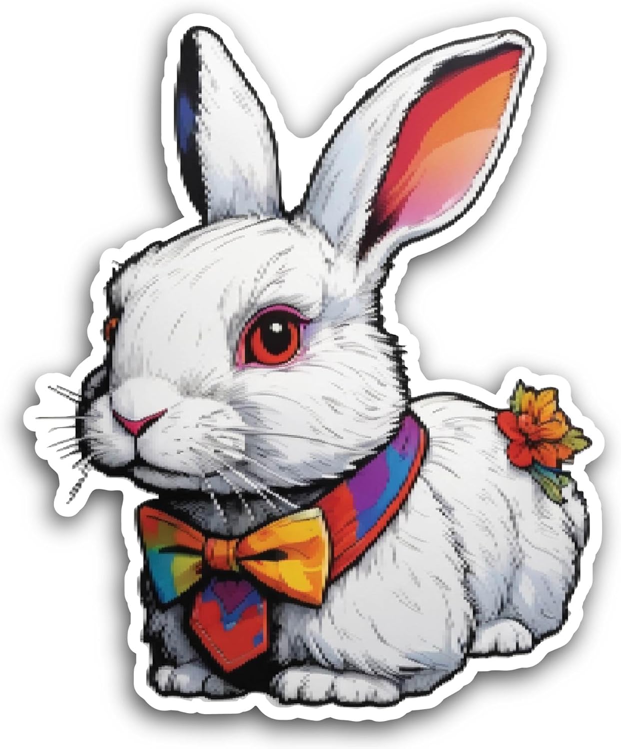 2 (Pieces) 3" and 5" Cute Rabbit Sticker, Waterproof Vinyl Decals for Many Purpose Like Cars, Trucks, Laptops, Phones, Windows and More