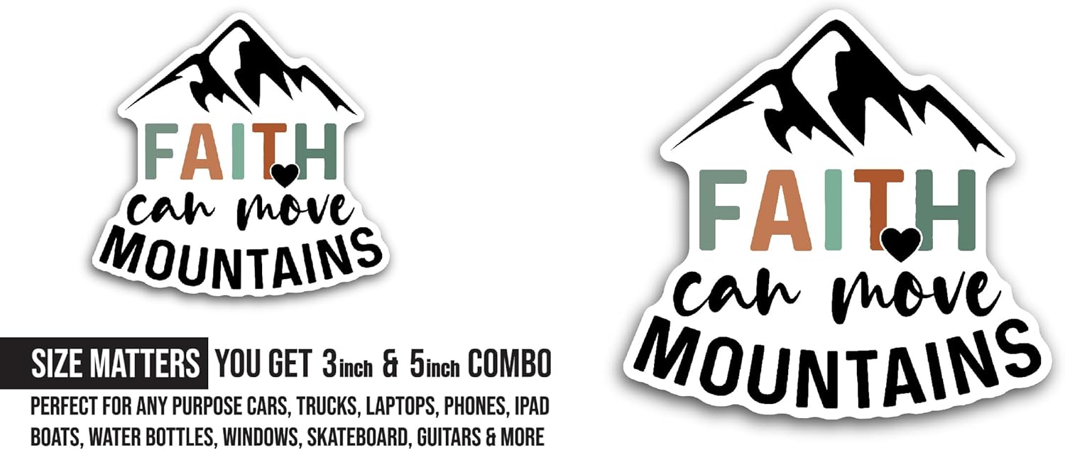 2 (Pieces) 3" and 5" Faith Text Sticker, Waterproof Vinyl Decals for Many Purpose Like Cars, Trucks, Laptops, Phones, Windows and More