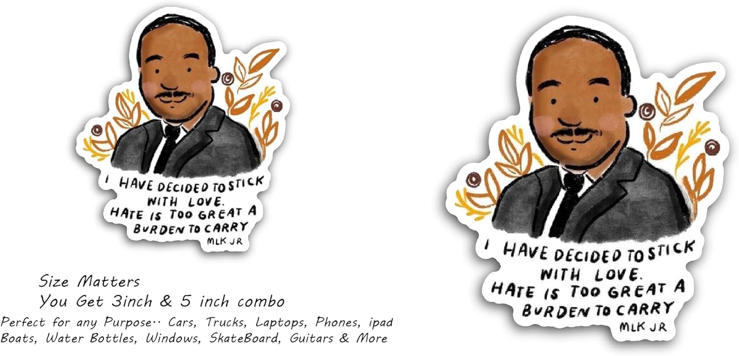 2 (Pieces) 3"" and 5"" Martin Luther King Jr Sticker, Waterproof Vinyl Decals for Many Purpose Like Cars, Trucks, Laptops, Phones, Windows and More, StickersNDecals-FBA-301