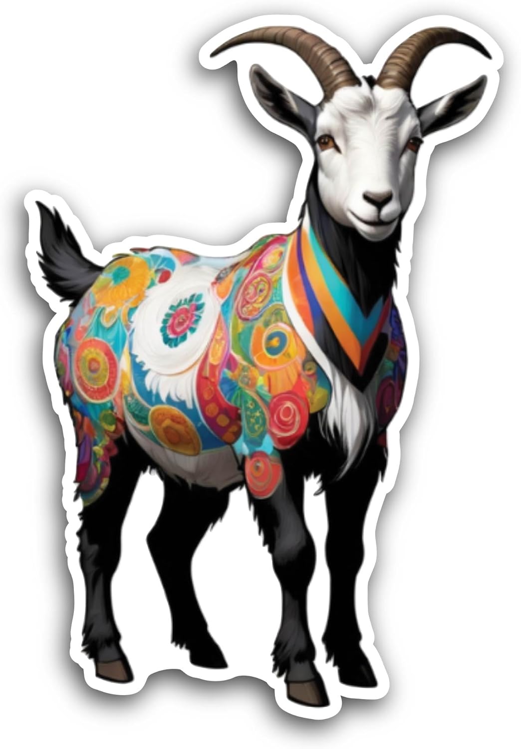 2 (Pieces) 3" and 5" Colorful Goat Sticker, Waterproof Vinyl Decals for Many Purpose Like Cars, Trucks, Laptops, Phones, Windows and More