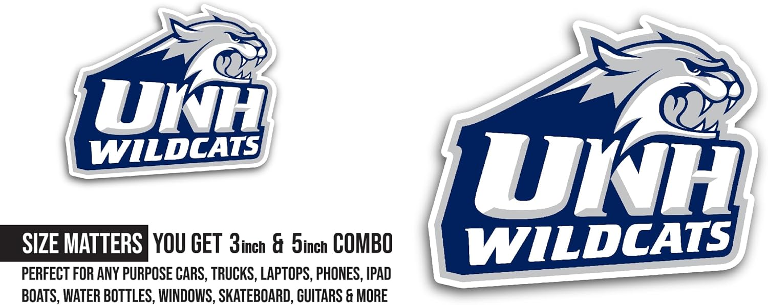 2 (Pieces) 3" and 5" New H@mpshire Wildcats Sticker, Waterproof Vinyl Decals for Many Purpose Like Cars, Trucks, Laptops, Phones, Windows and More
