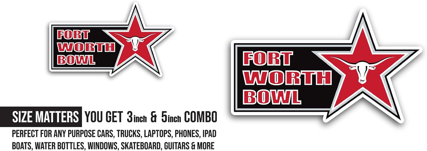 2 (Pieces) 3" and 5" F0rt Worth Bowl Sticker, Waterproof Vinyl Decals for Many Purpose Like Cars, Trucks, Laptops, Phones, Windows and More
