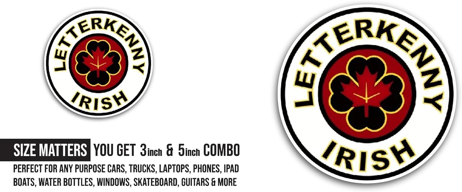 2 (Pieces) 3" and 5" L3tterkenny Sticker, Waterproof Vinyl Decals for Many Purpose Like Cars, Trucks, Laptops, Phones, Windows and More