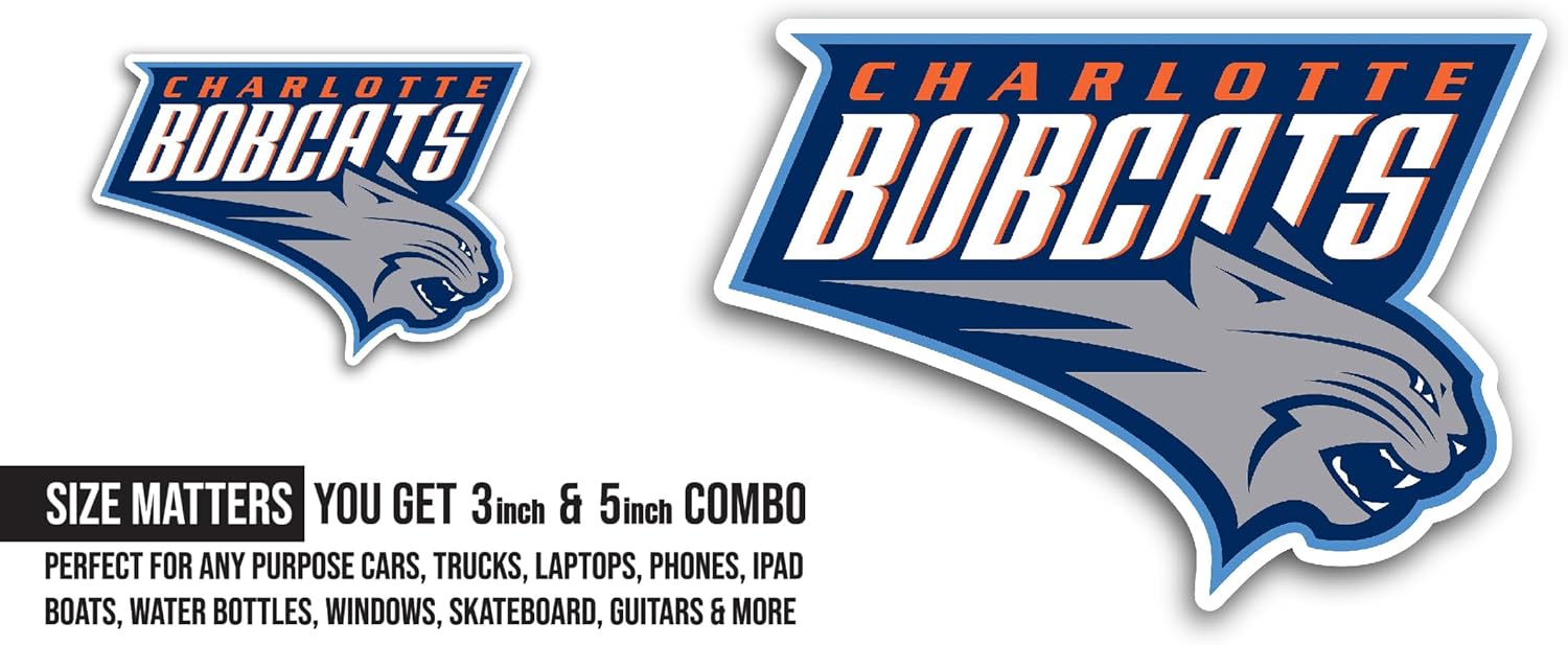 2 (Pieces) 3" and 5" Charl0tte B0bcats Logo Decal Sticker, Waterproof Vinyl Decals for Many Purpose Like Cars, Trucks, Laptops, Phones, Windows and More