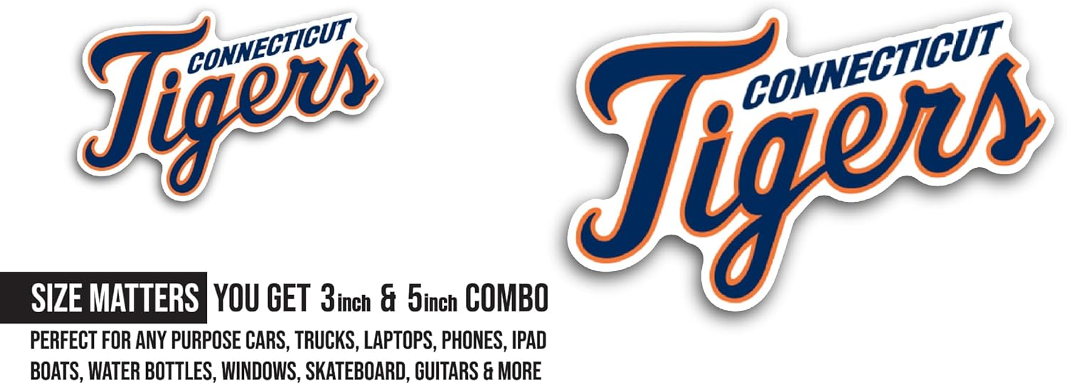 2 (Pieces) 3" and 5" C0nnecticut Tigers Sticker, Waterproof Vinyl Decals for Many Purpose Like Cars, Trucks, Laptops, Phones, Windows and More