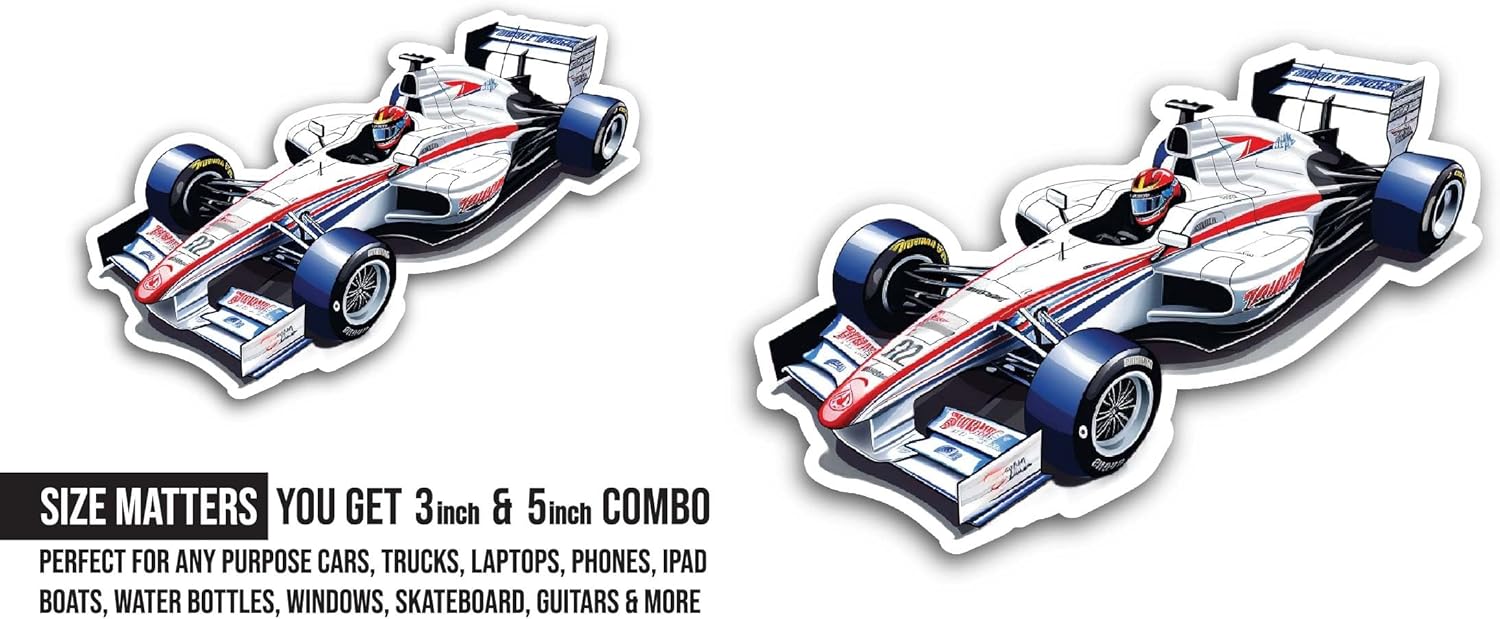 2 (Pieces) 3" and 5" Sport Car Sticker, Waterproof Vinyl Decals for Many Purpose Like Cars, Trucks, Laptops, Phones, Windows and More