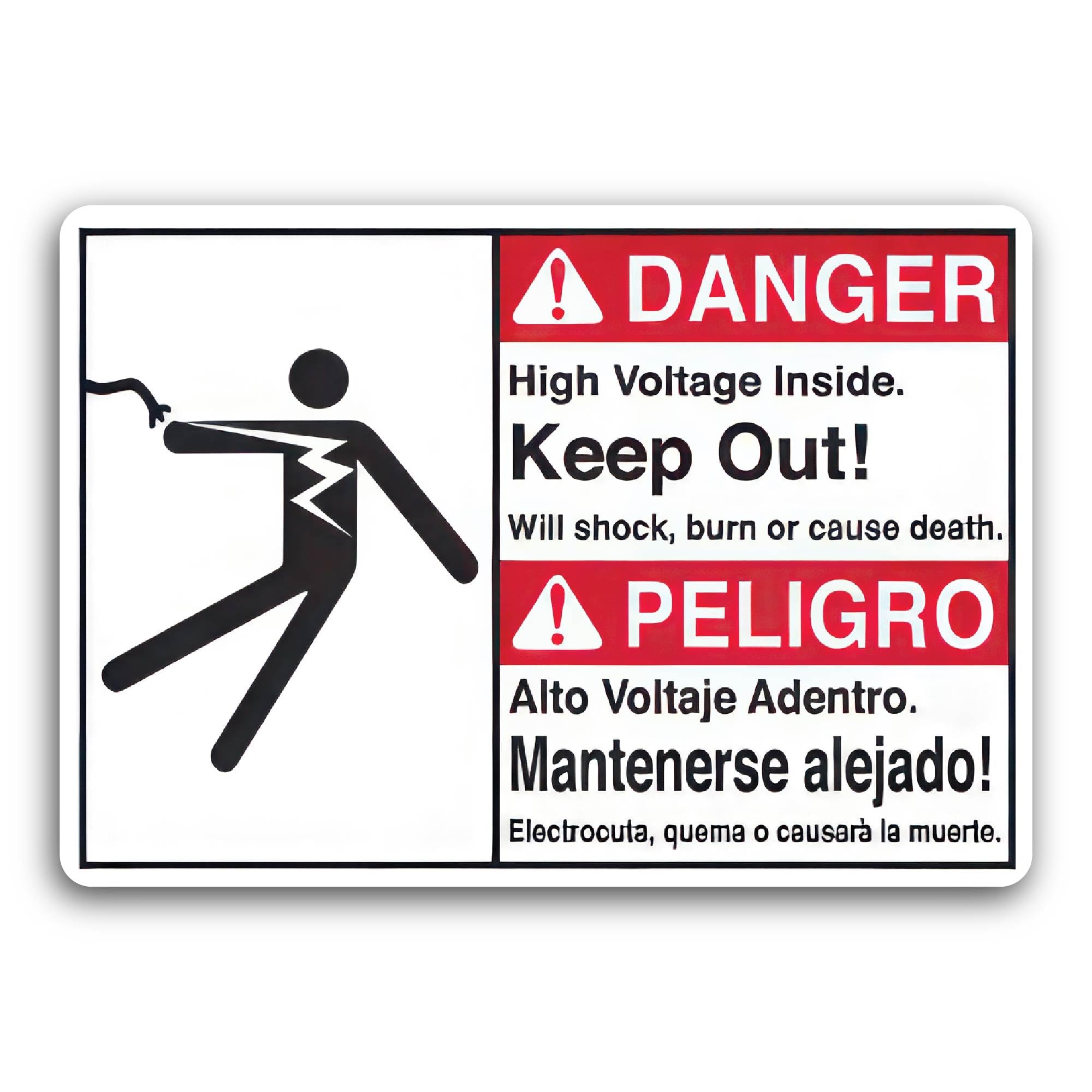 2 (Pieces) 3" and 5" Danger High Voltage Keep Out Symbol Decal Sticker, Waterproof Vinyl Decals for 