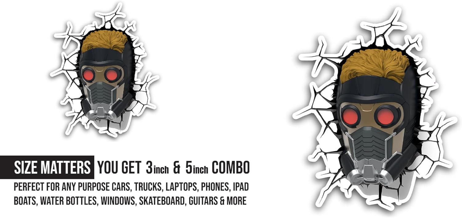 2 (Pieces) 3" and 5" Robot Helmet Sticker, Waterproof Vinyl Decals for Many Purpose Like Cars, Trucks, Laptops, Phones, Windows and More