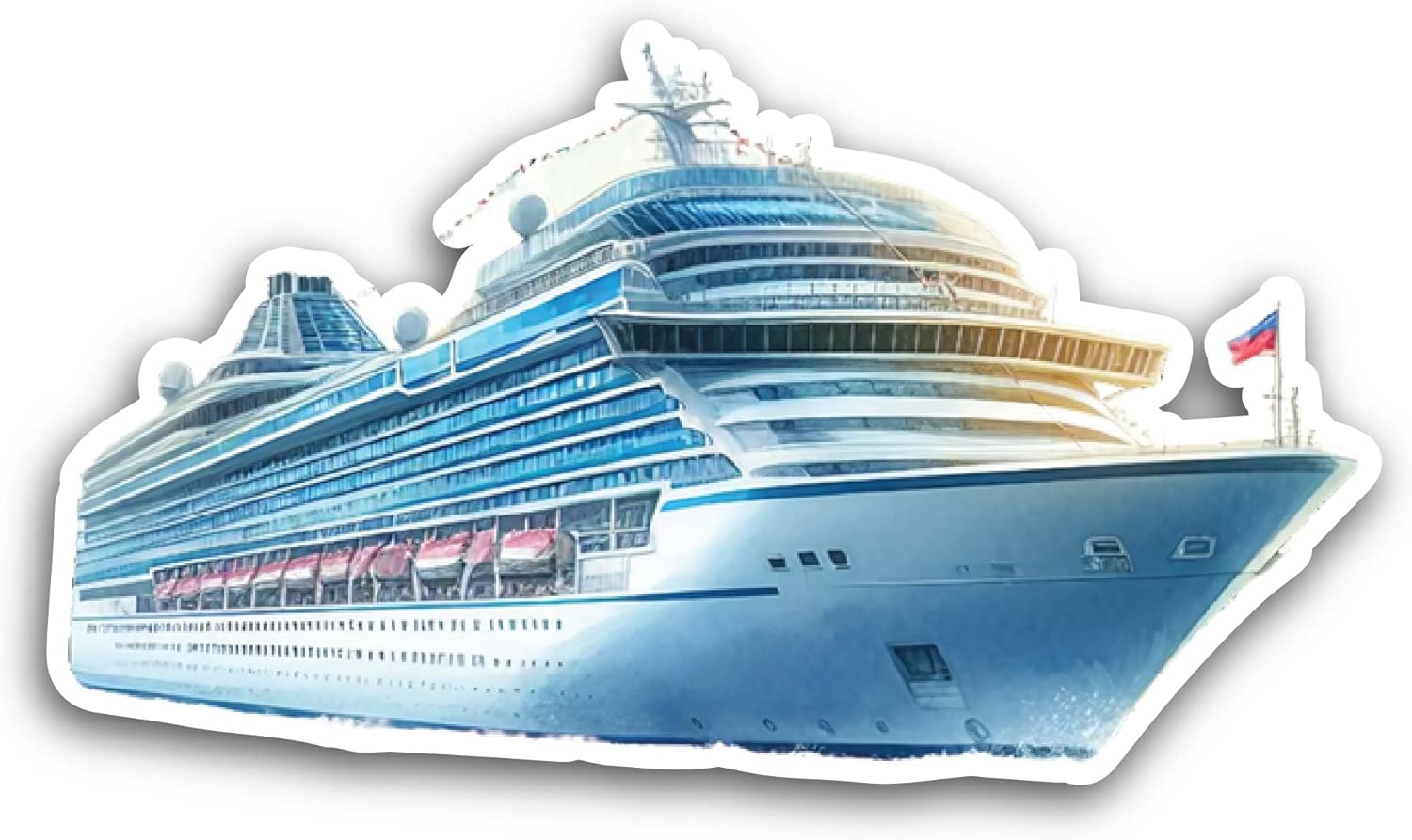 2 (Pieces) 3" and 5" Beautiful Cruise Ship Sticker, Waterproof Vinyl Decals for Many Purpose Like Cars, Trucks, Laptops, Phones, Windows and More