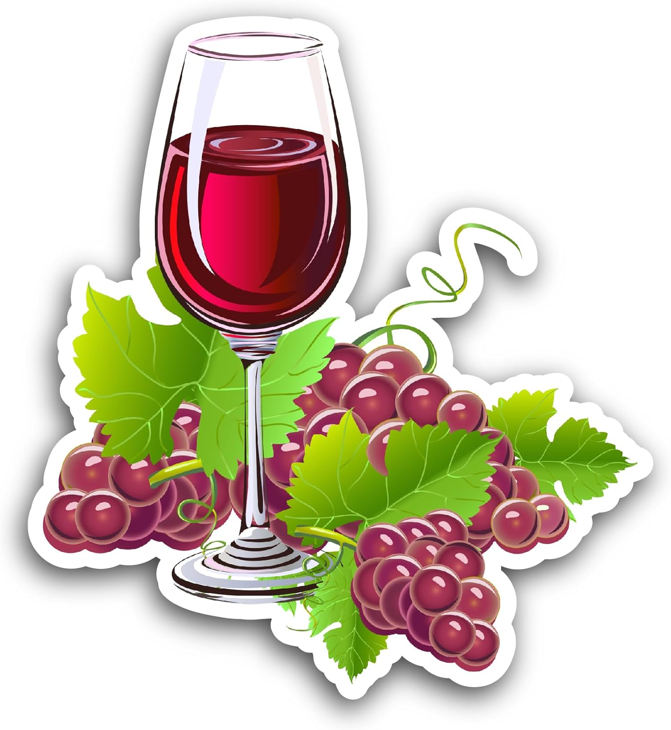2 (Pieces) 3" and 5" Red Wine Drink Glass Grape Sticker, Waterproof Vinyl Decals for Many Purpose Like Cars, Trucks, Laptops, Phones, Windows and More