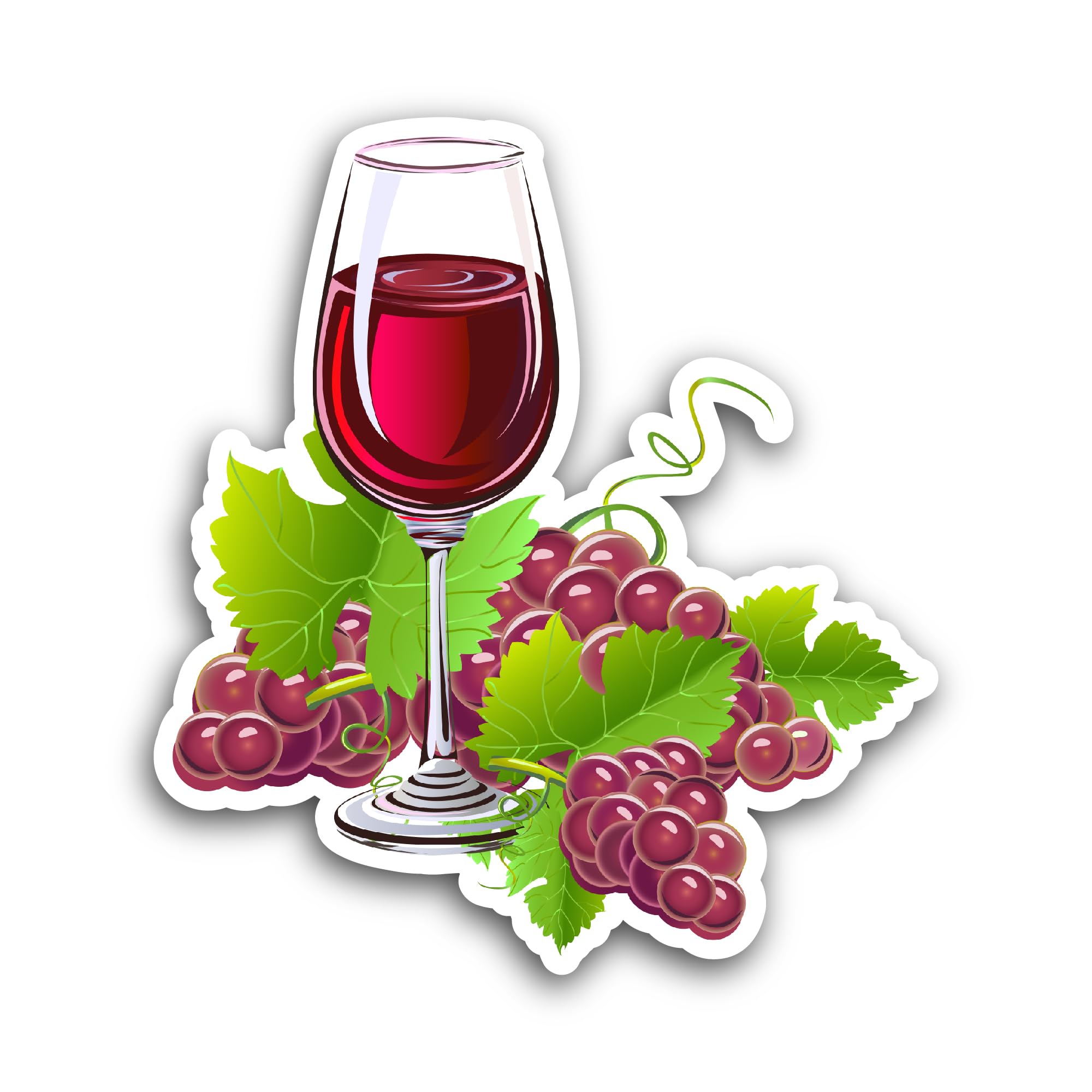 2 (Pieces) 3" and 5" Red Wine Drink Glass Grape Sticker, Waterproof Vinyl Decals for Many Purpose Li