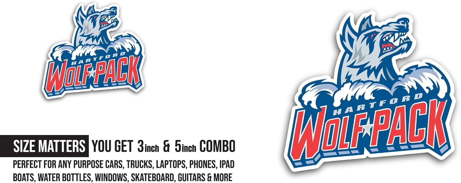 2 (Pieces) 3" and 5" Hartford W0lf Pack Sticker, Waterproof Vinyl Decals for Many Purpose Like Cars, Trucks, Laptops, Phones, Windows and More
