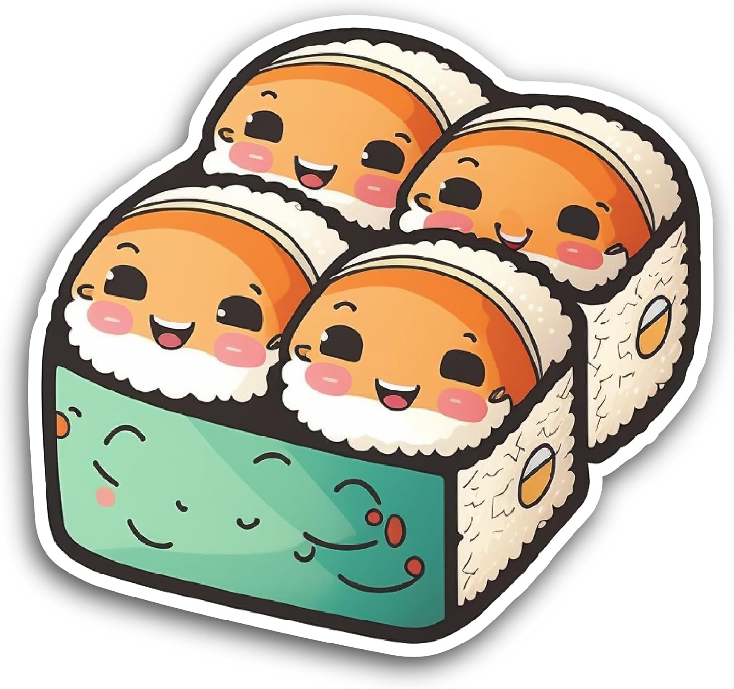 2 (Pieces) 3" and 5" Cute Sushi Rollers Sticker, Waterproof Vinyl Decals for Many Purpose Like Cars, Trucks, Laptops, Phones, Windows and More