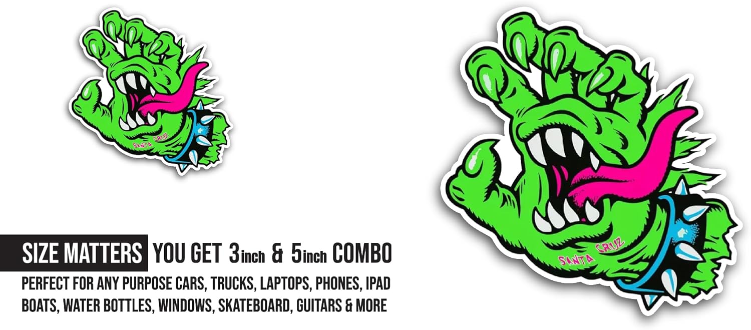 2 (Pieces) 3" and 5" Hand Mouth Sticker, Waterproof Vinyl Decals for Many Purpose Like Cars, Trucks, Laptops, Phones, Windows and More