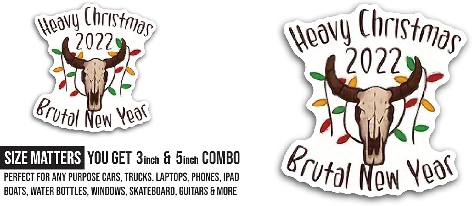 2 (Pieces) 3" and 5" Heavy Christmas Sticker, Waterproof Vinyl Decals for Many Purpose Like Cars, Trucks, Laptops, Phones, Windows and More