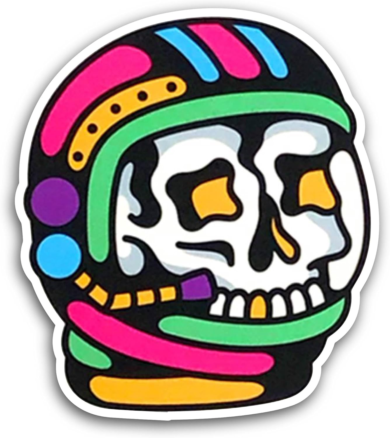 2 (Pieces) 3" and 5" Colorful Cartoon Skull Sticker, Waterproof Vinyl Decals for Many Purpose Like Cars, Trucks, Laptops, Phones, Windows and More