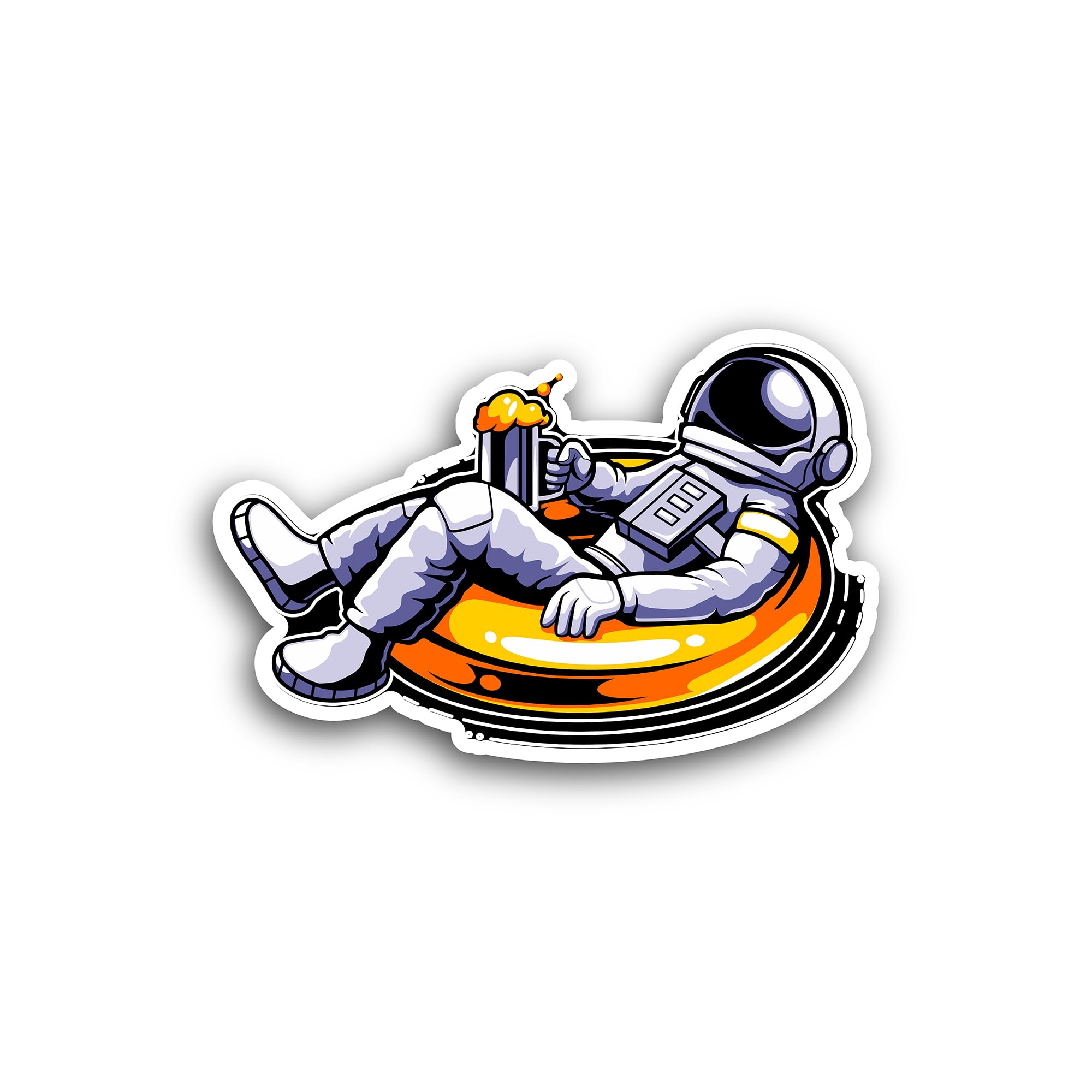 2 (Pieces) 3" and 5" Astronaut Drinking Beer Vinyl Decal Sticker, Waterproof Vinyl Decals for Many P