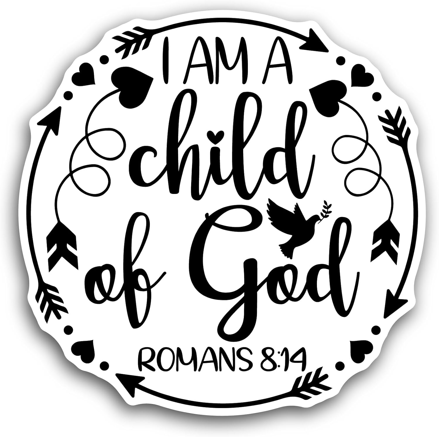 2 (Pieces) 3" and 5" Im a Child of God Text Sticker, Waterproof Vinyl Decals for Many Purpose Like Cars, Trucks, Laptops, Phones, Windows and More