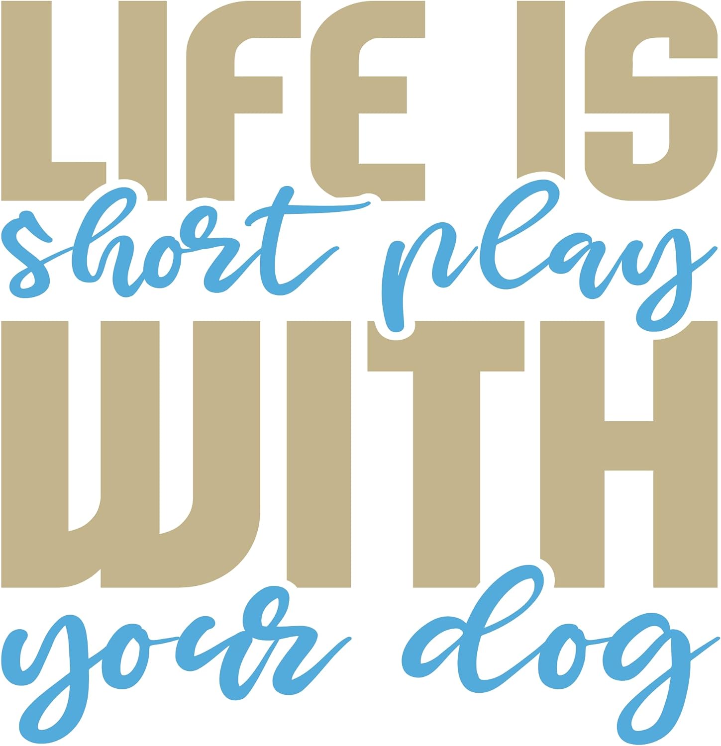 Inspirational Quote "Life is Short Play with Your Dog" Motivational Sticker Vinyl Decal Motivation Stickers- 5" Vinyl Sticker Waterproof