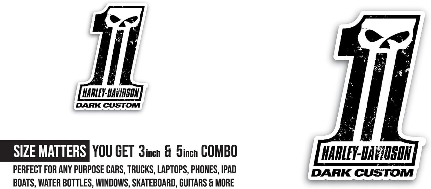 2 (Pieces) 3" and 5" Dark Custom Sticker, Waterproof Vinyl Decals for Many Purpose Like Cars, Trucks, Laptops, Phones, Windows and More