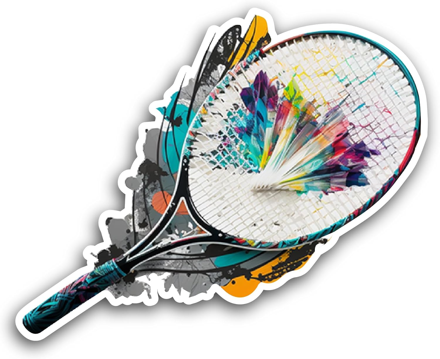 2 (Pieces) 3" and 5" Badminton Racket Sticker, Waterproof Vinyl Decals for Many Purpose Like Cars, Trucks, Laptops, Phones, Windows and More
