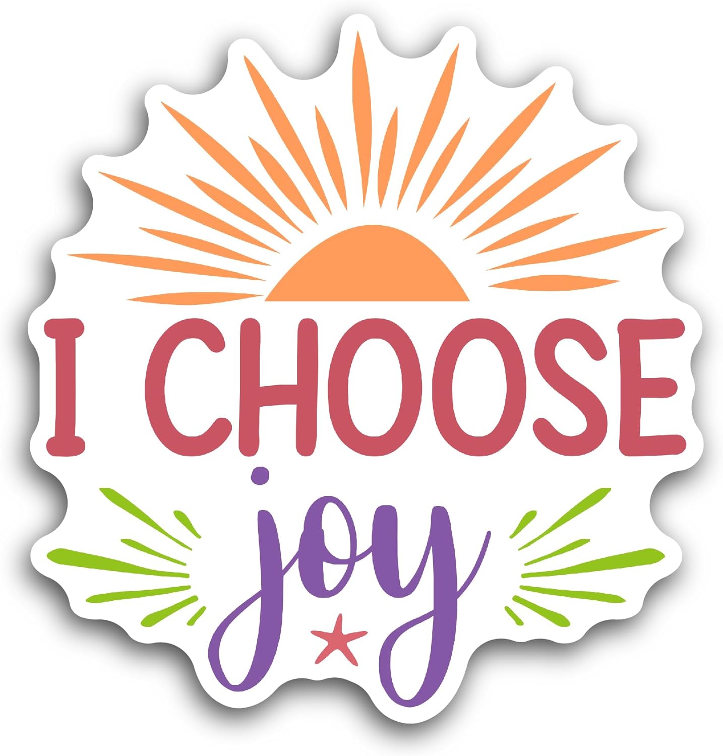 2 (Pieces) 3" and 5" Choose Joy Text With Sun Sticker, Waterproof Vinyl Decals for Many Purpose Like Cars, Trucks, Laptops, Phones, Windows and More