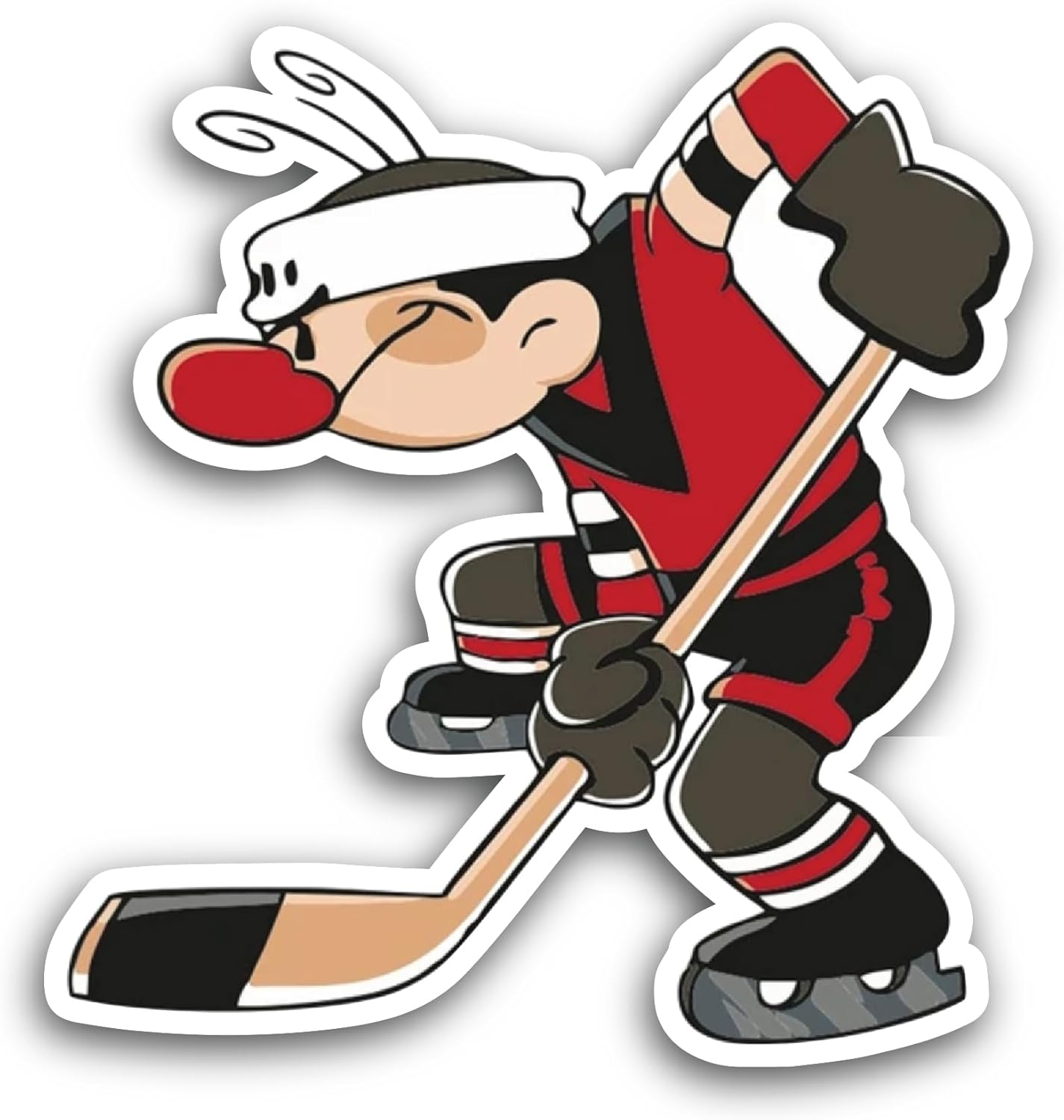 2 (Pieces) 3" and 5" Cartoon Hockey Player Sticker, Waterproof Vinyl Decals for Many Purpose Like Cars, Trucks, Laptops, Phones, Windows and More