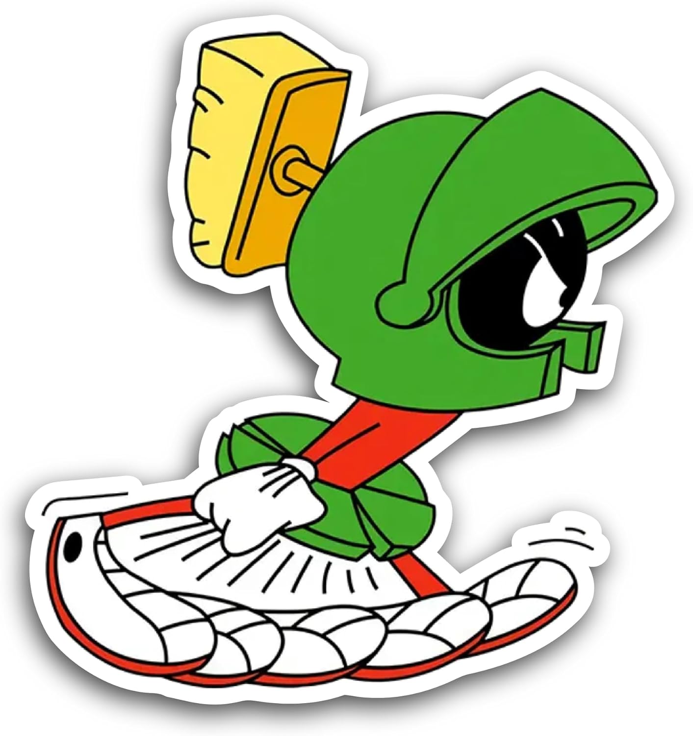 2 (Pieces) 3" and 5" Cartoon Character with Green Helmet Running Sticker, Waterproof Vinyl Decals for Many Purpose Like Cars, Trucks, Laptops, Phones, Windows and More