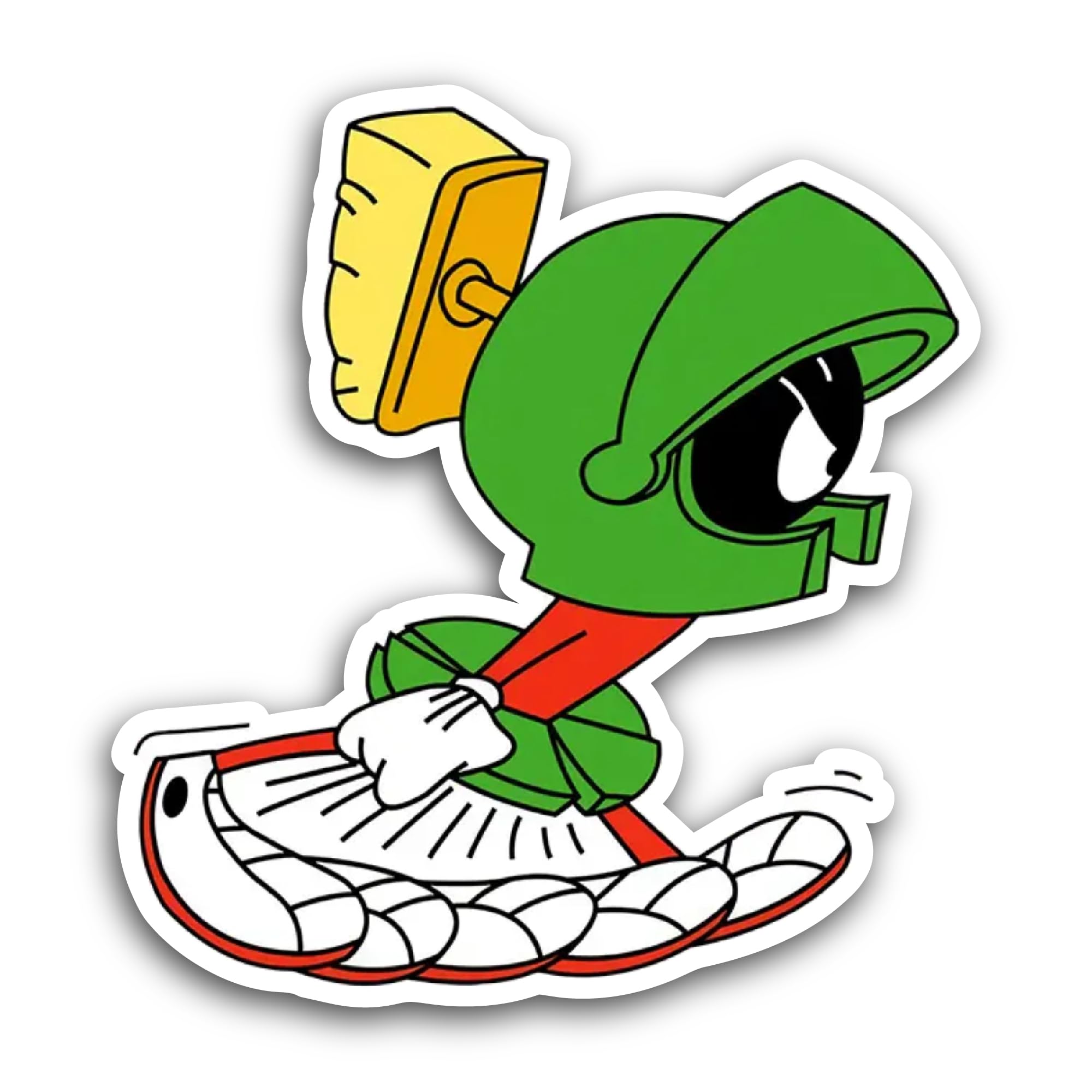 2 (Pieces) 3" and 5" Cartoon Character with Green Helmet Running Sticker, Waterproof Vinyl Decals fo