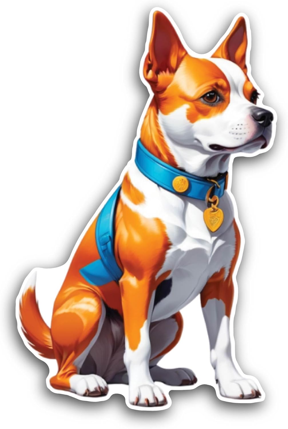 2 (Pieces) 3" and 5" Cartoon Dog with Belt Sticker, Waterproof Vinyl Decals for Many Purpose Like Cars, Trucks, Laptops, Phones, Windows and More
