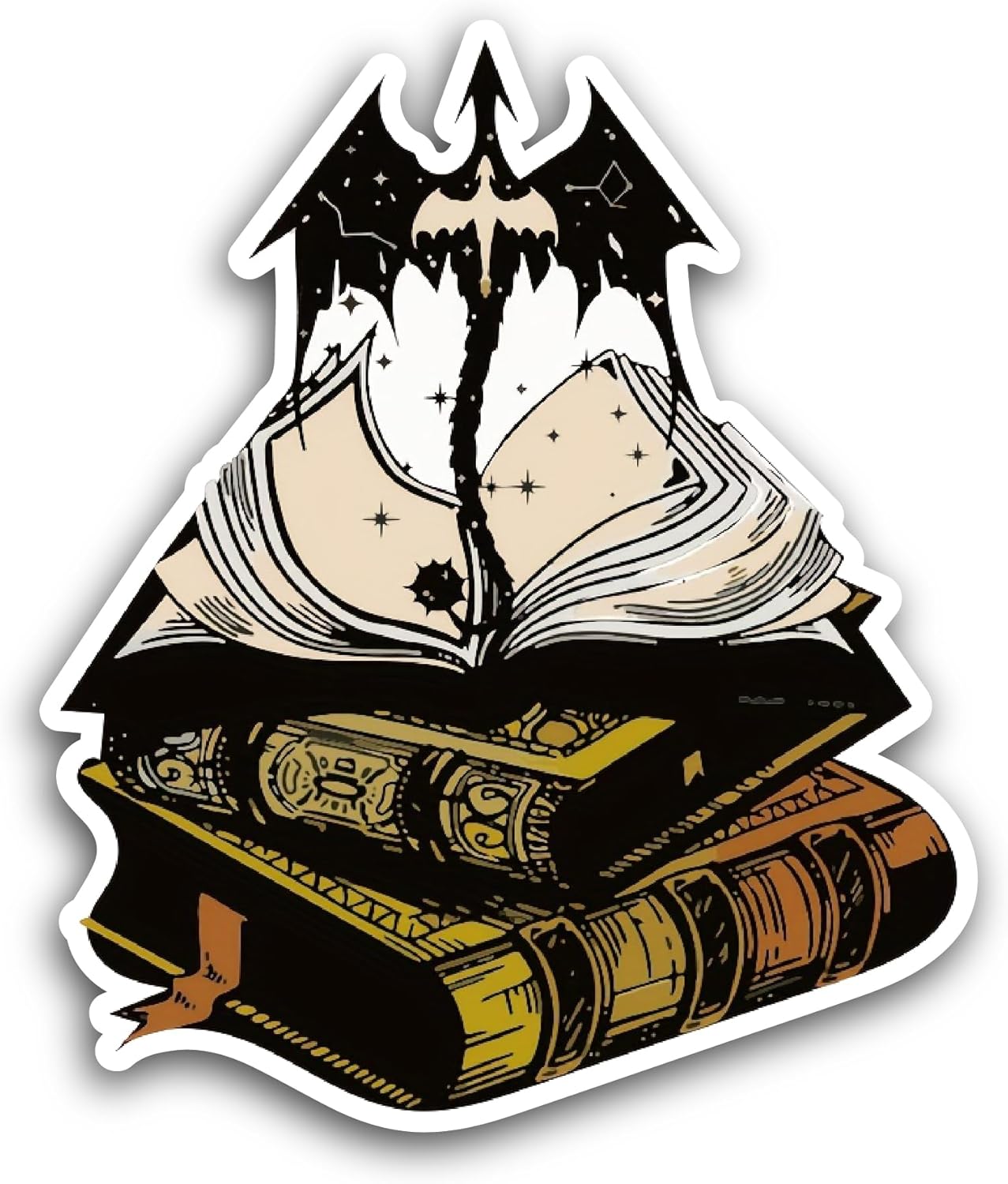 2 (Pieces) 3" and 5" Dragon Book Sticker, Waterproof Vinyl Decals for Many Purpose Like Cars, Trucks, Laptops, Phones, Windows and More
