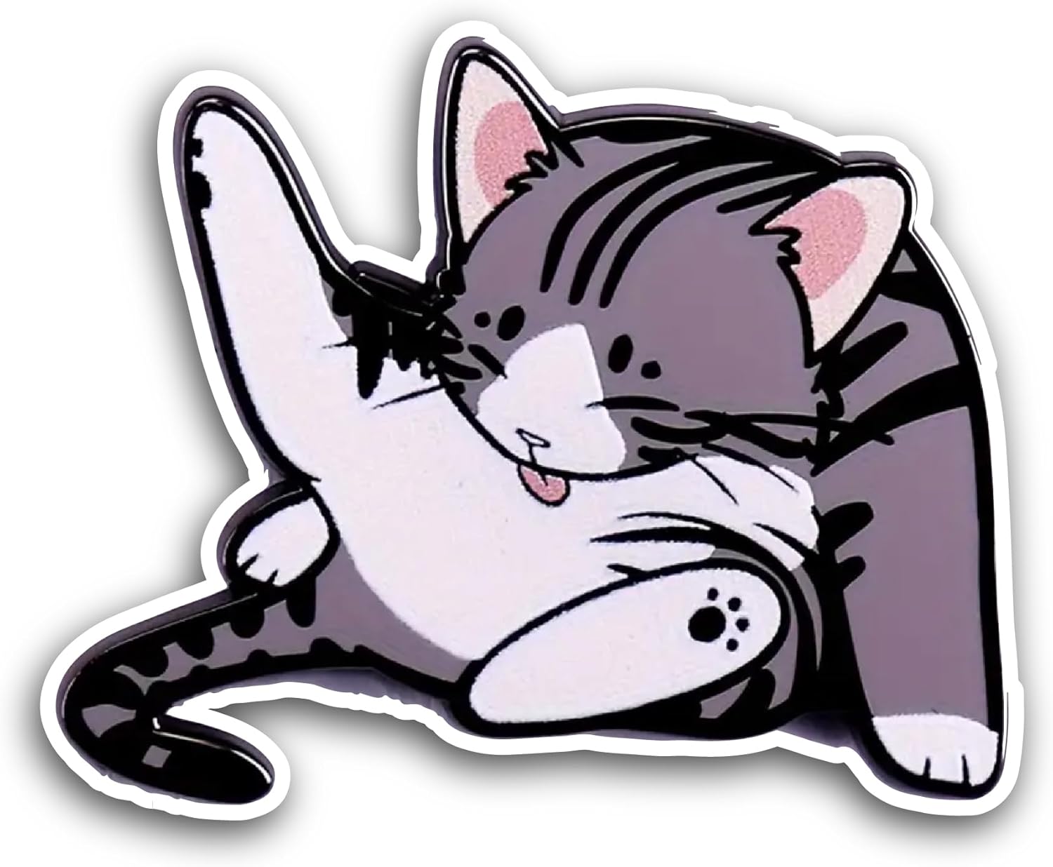 2 (Pieces) 3" and 5" Grey Cat Sticker, Waterproof Vinyl Decals for Many Purpose Like Cars, Trucks, Laptops, Phones, Windows and More