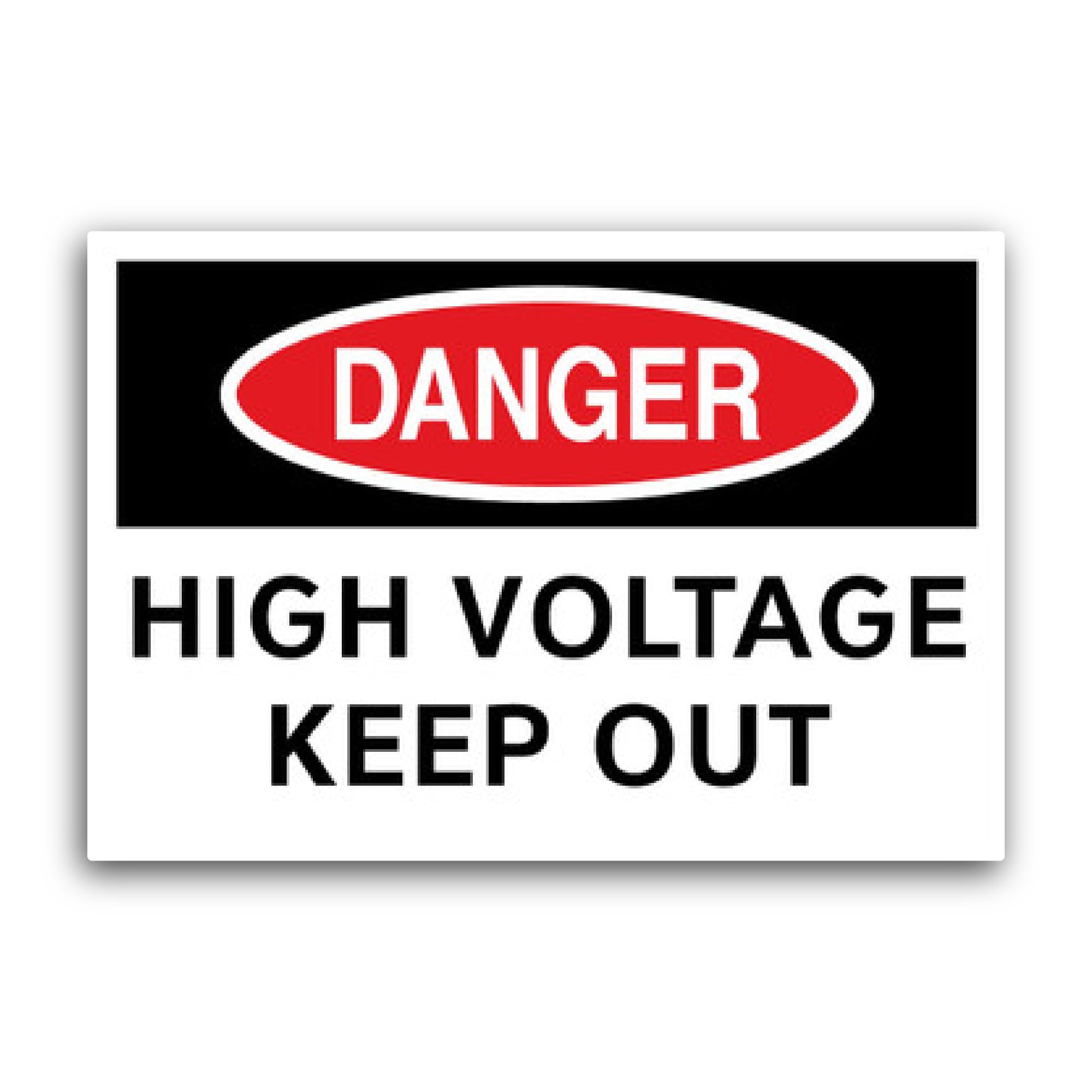 2 (Pieces) 3" and 5" High Voltage Keep Out OSHA Danger Safety Sign Sticker, Waterproof Vinyl Decals 