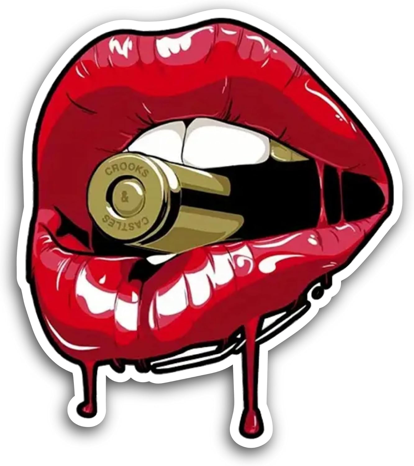 2 (Pieces) 3" and 5" Lips with Bullet Sticker, Waterproof Vinyl Decals for Many Purpose Like Cars, Trucks, Laptops, Phones, Windows and More