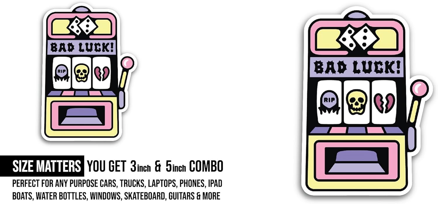2 (Pieces) 3" and 5" Slot Machine Sticker, Waterproof Vinyl Decals for Many Purpose Like Cars, Trucks, Laptops, Phones, Windows and More