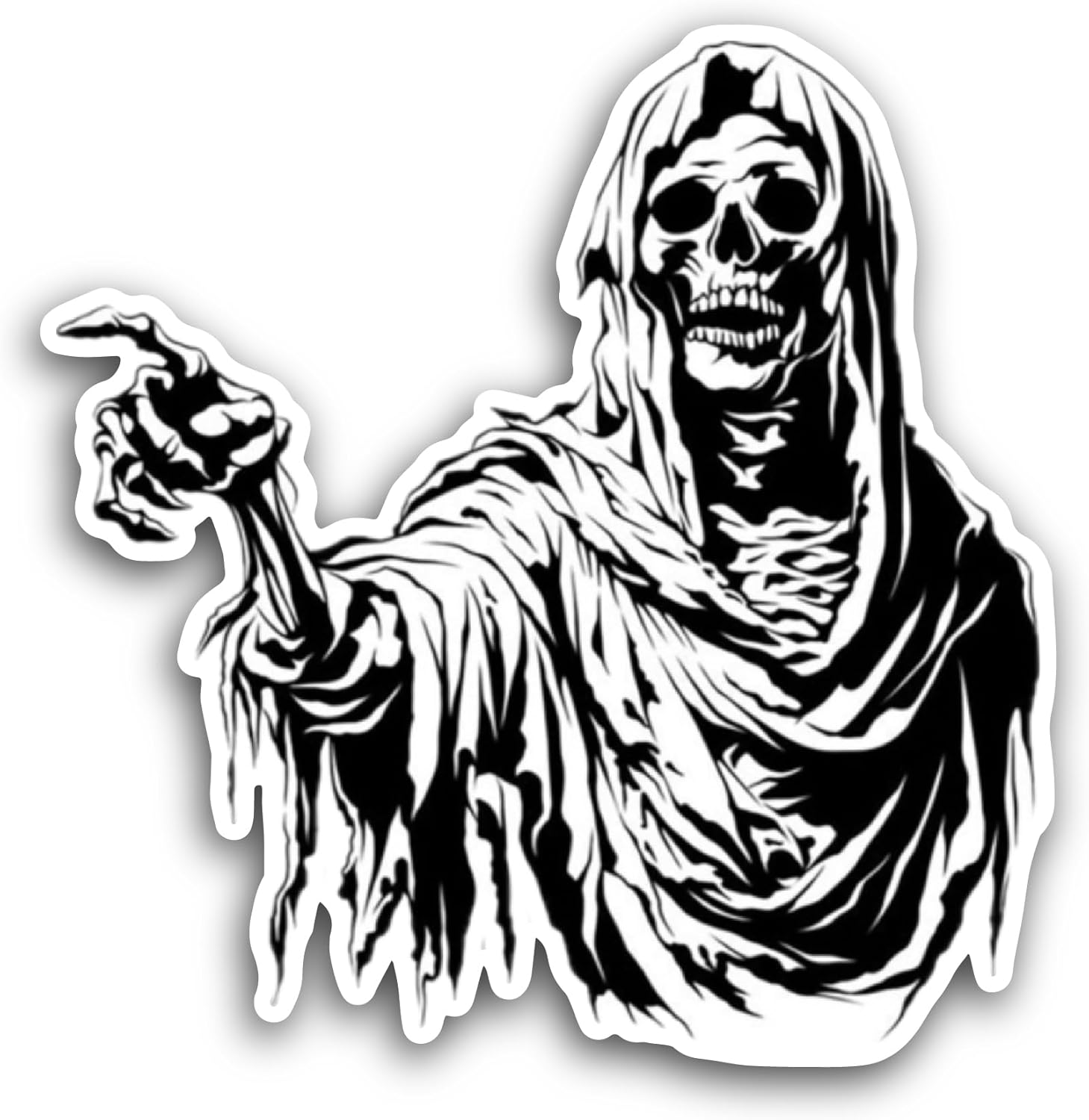 2 (Pieces) 3" and 5" Skeleton with A Hoody Sticker, Waterproof Vinyl Decals for Many Purpose Like Cars, Trucks, Laptops, Phones, Windows and More