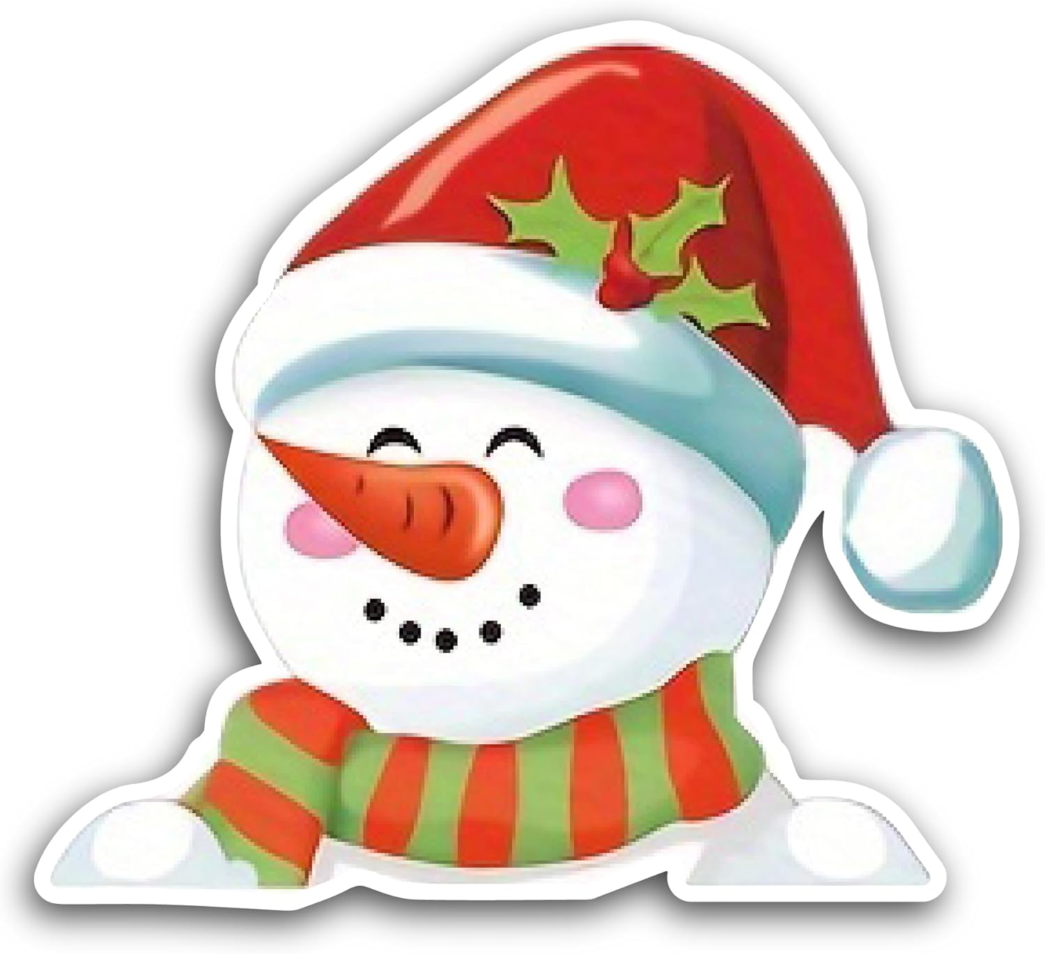 2 (Pieces) 3" and 5" Cute Snowman Sticker, Waterproof Vinyl Decals for Many Purpose Like Cars, Trucks, Laptops, Phones, Windows and More