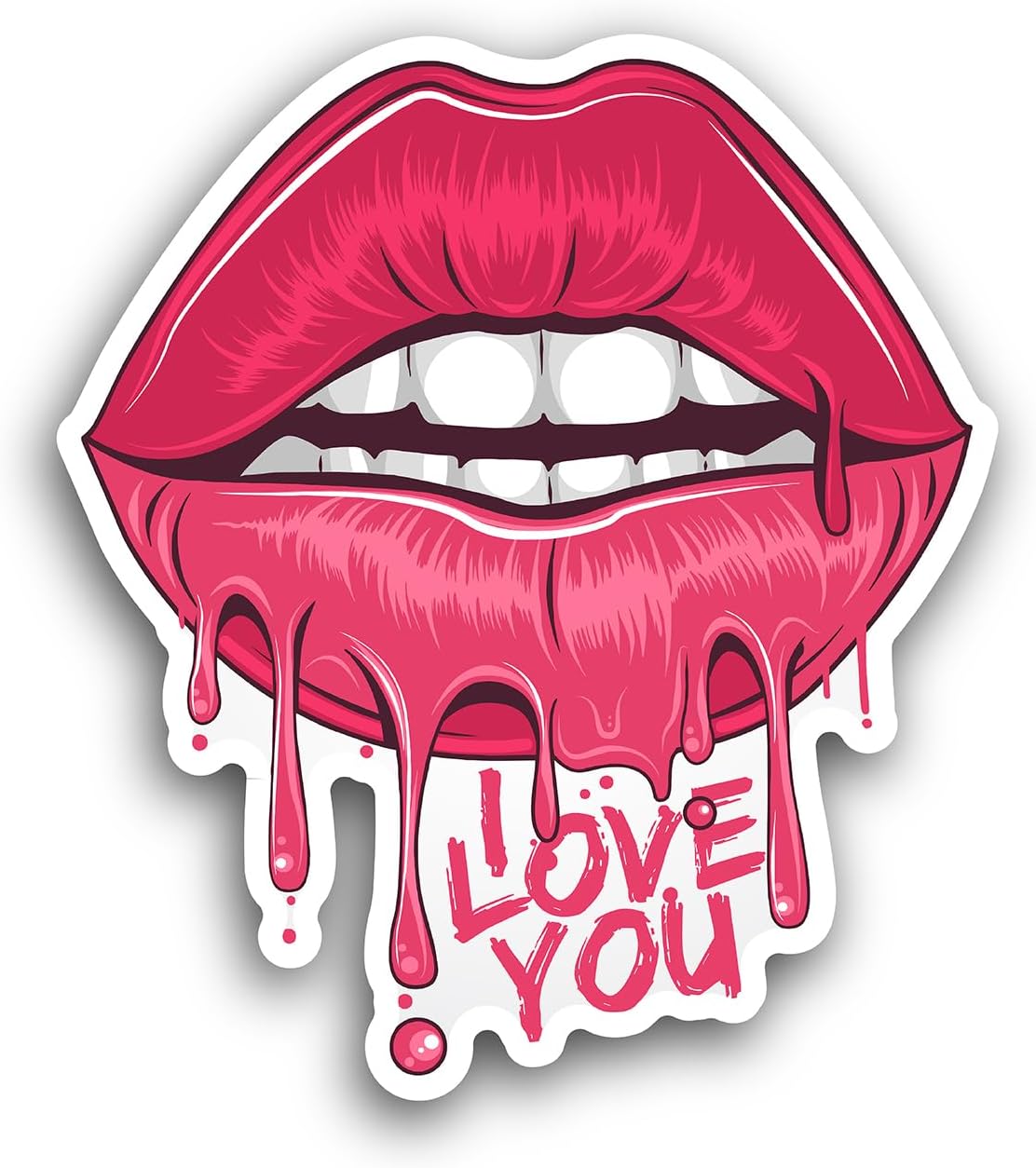 2 (Pieces) 3" and 5" I Love You Lips Sticker, Waterproof Vinyl Decals for Many Purpose Like Cars, Trucks, Laptops, Phones, Windows and More