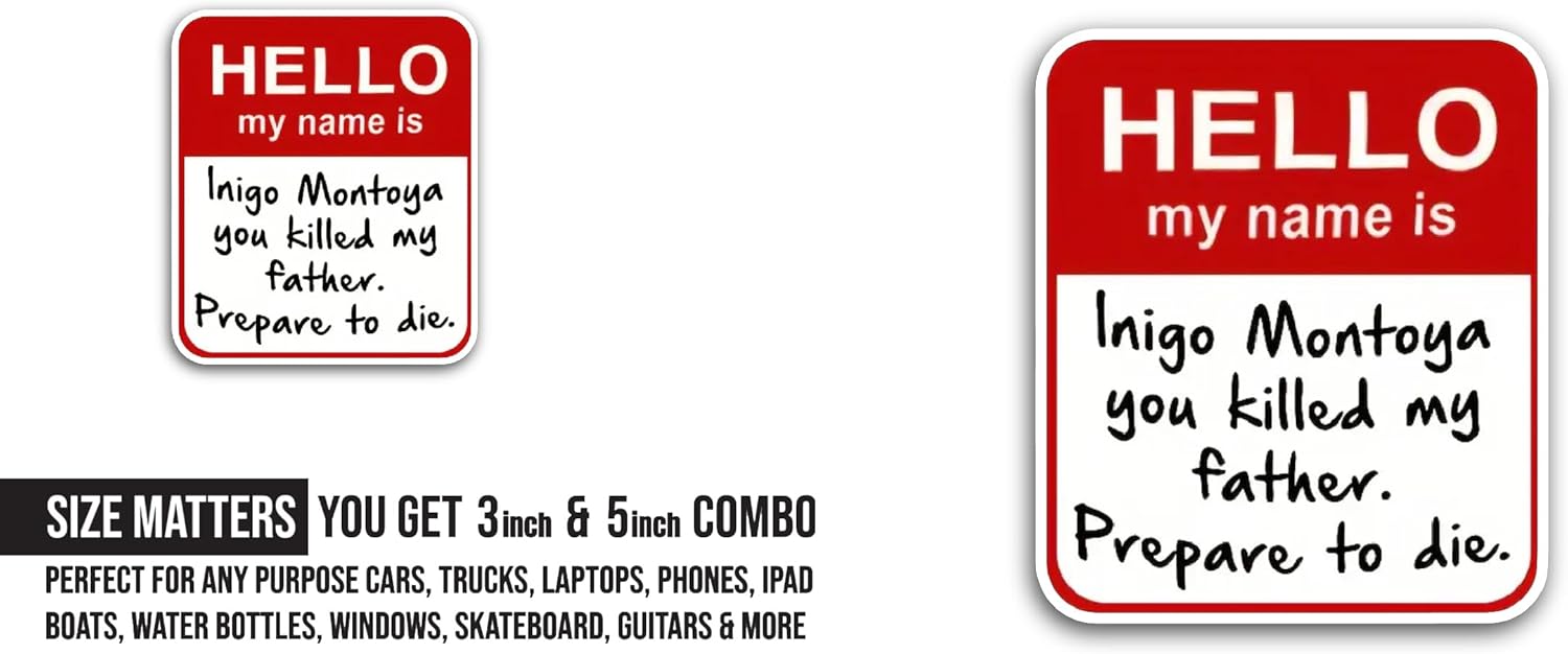 2 (Pieces) 3" and 5" Hello My Name is Sticker, Waterproof Vinyl Decals for Many Purpose Like Cars, Trucks, Laptops, Phones, Windows and More