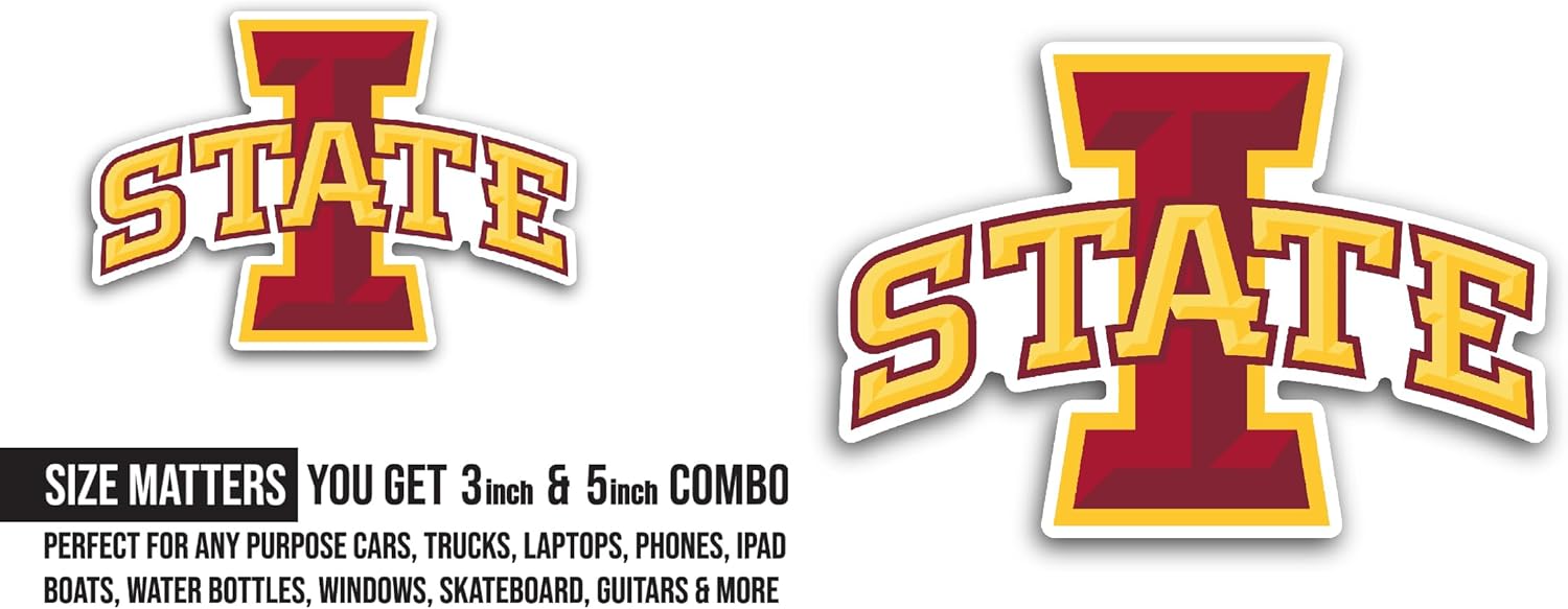 2 (Pieces) 3" and 5" L0wa State Logo Sticker, Waterproof Vinyl Decals for Many Purpose Like Cars, Trucks, Laptops, Phones, Windows and More