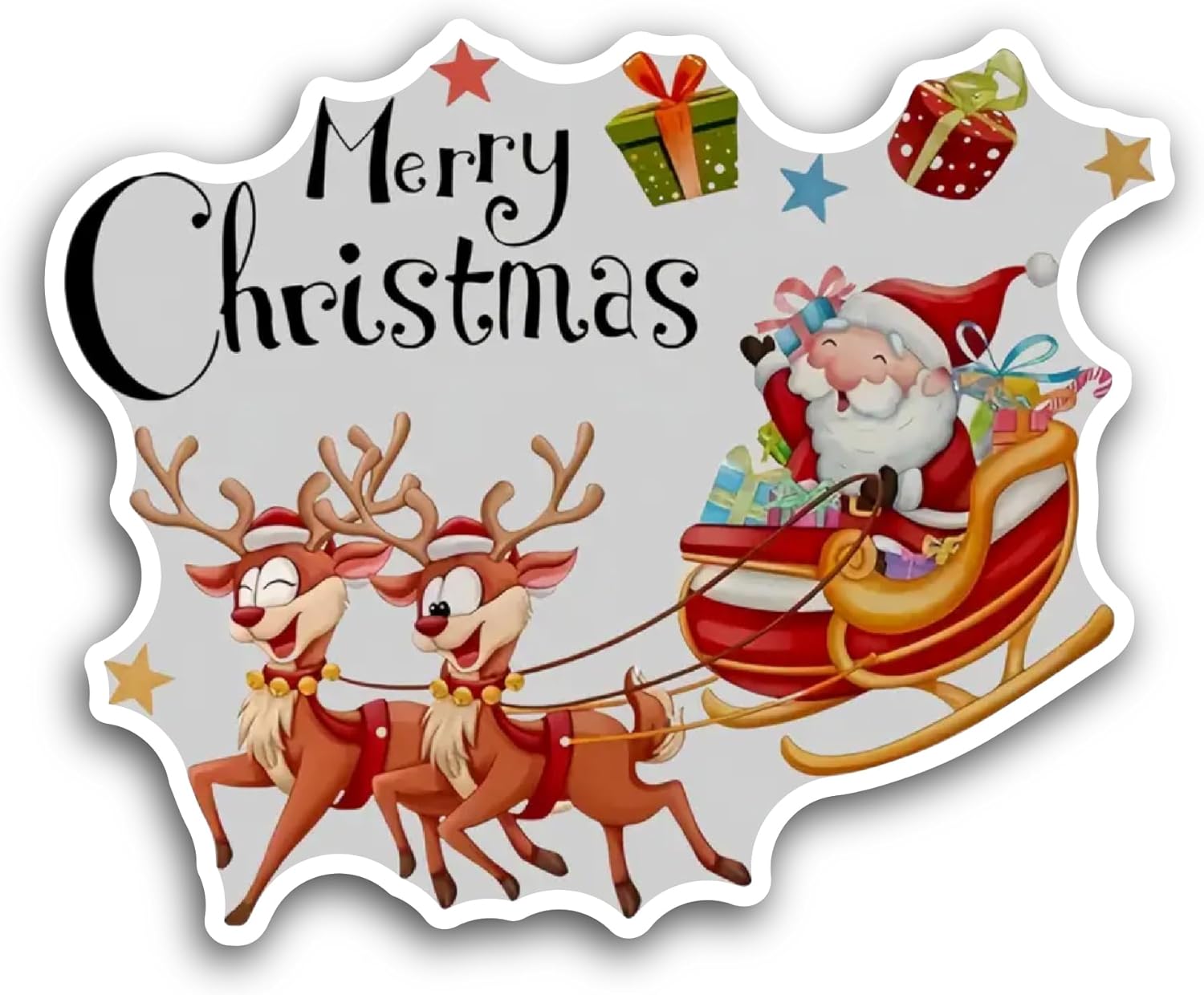 2 (Pieces) 3" and 5" Merry Christmas Sticker, Waterproof Vinyl Decals for Many Purpose Like Cars, Trucks, Laptops, Phones, Windows and More