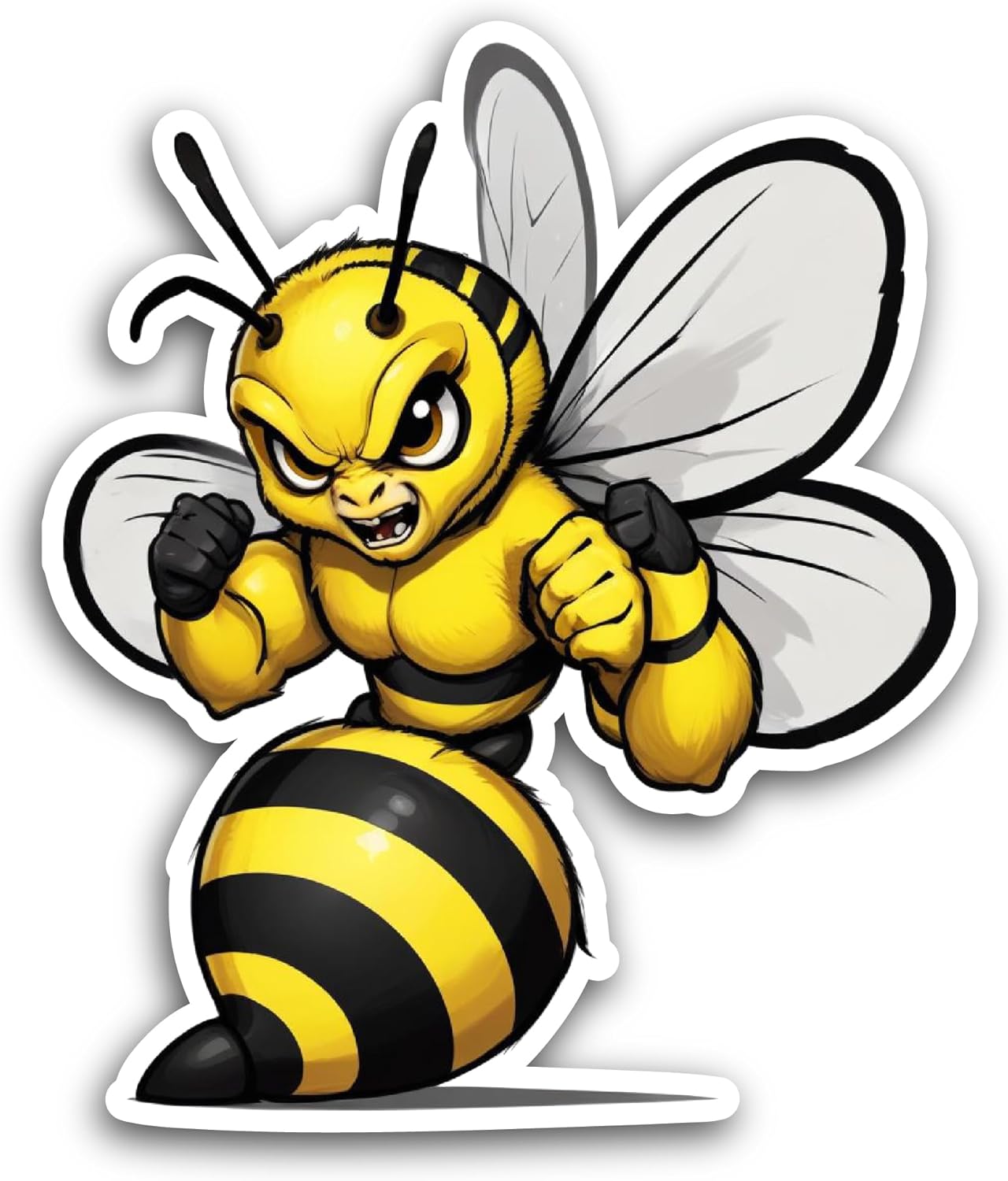 2 (Pieces) 3" and 5" Cartoon Bee Sticker, Waterproof Vinyl Decals for Many Purpose Like Cars, Trucks, Laptops, Phones, Windows and More