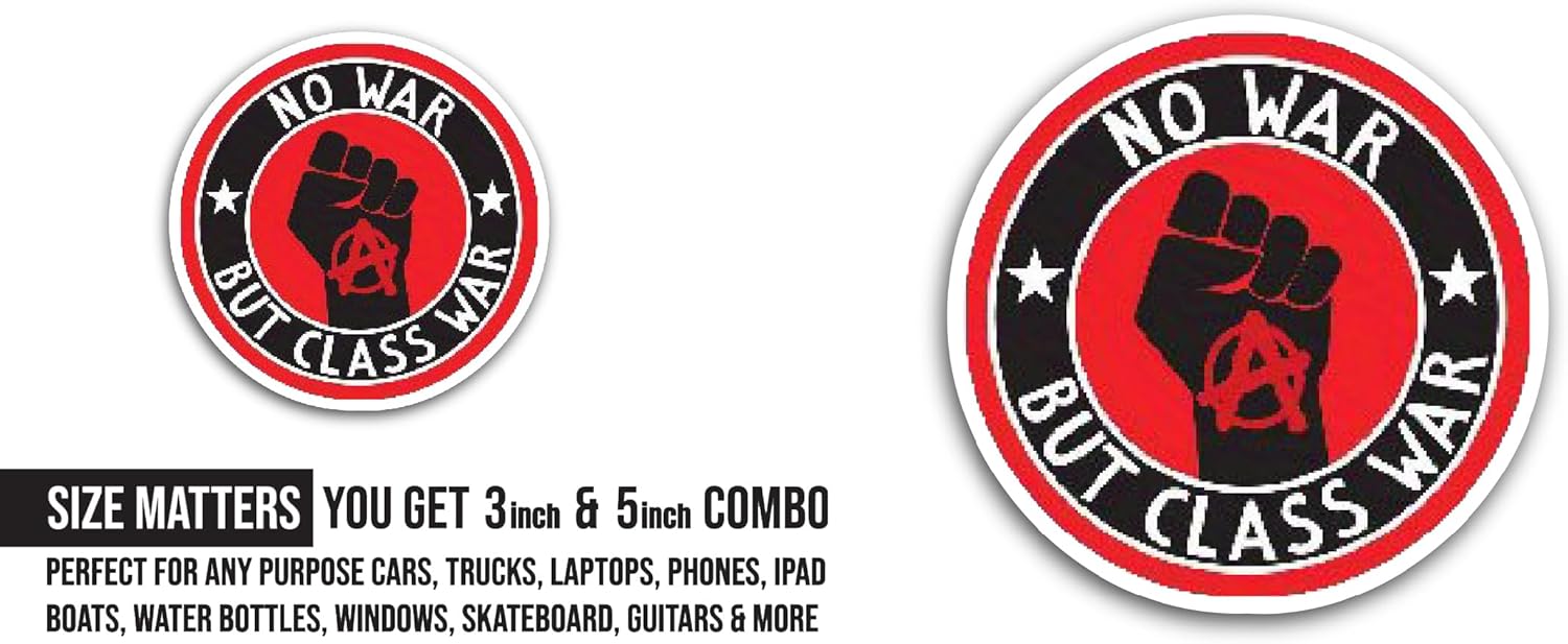 2 (Pieces) 3" and 5" No War Sticker, Waterproof Vinyl Decals for Many Purpose Like Cars, Trucks, Laptops, Phones, Windows and More