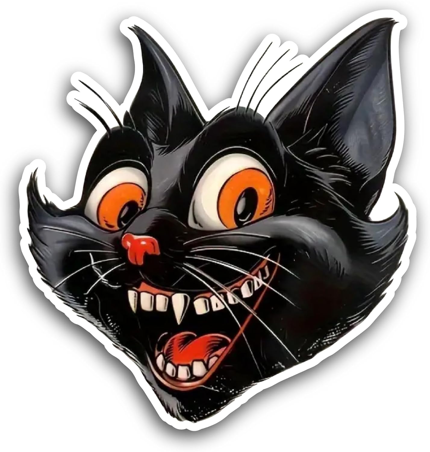 2 (Pieces) 3" and 5" Angry Black Cat Sticker, Waterproof Vinyl Decals for Many Purpose Like Cars, Trucks, Laptops, Phones, Windows and More